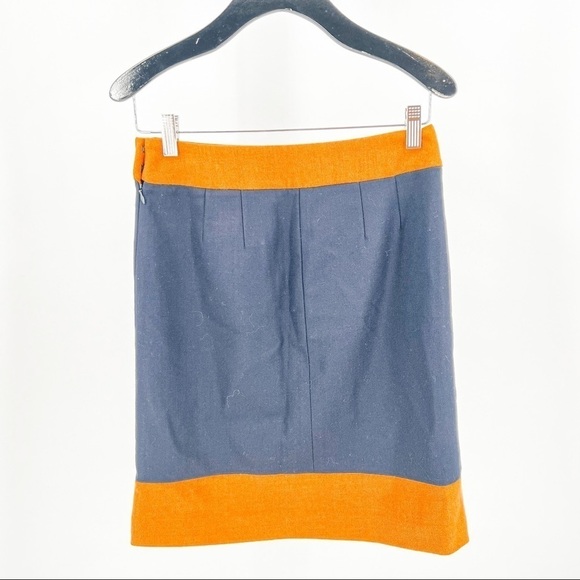 LOFT Women's Color Block Navy Camel Pencil Skirt - Picture 2 of 4